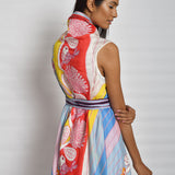 In Bloom High Low Printed Cape With Shift Dress