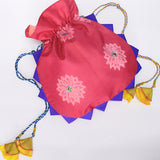 Pink Buta Shibori Potli Bag
