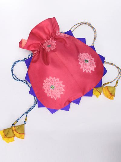 Pink Buta Shibori Potli Bag
