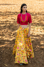 Kamal Zaal Yellow Skirt with Crop Top Set