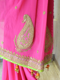 Pink Chiffon Marodi Saree