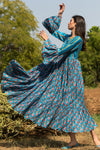 Kamal Print Block Turquoise Dress