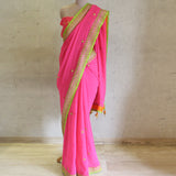 Pink Chiffon Marodi Saree