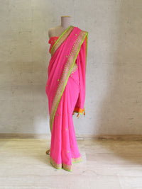 Pink Chiffon Marodi Saree
