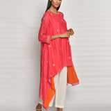 Rani Pink Printed Embroidered Asymmetrical Kurta Set