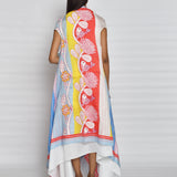 In Bloom High Low Printed Cape With Shift Dress