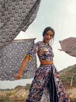 Morbagh Printed Embroidered Crop Top with Wrap Pants