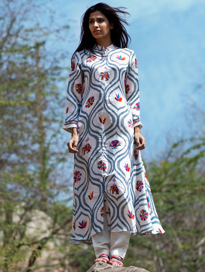 Stripes Printed Teal Kurta