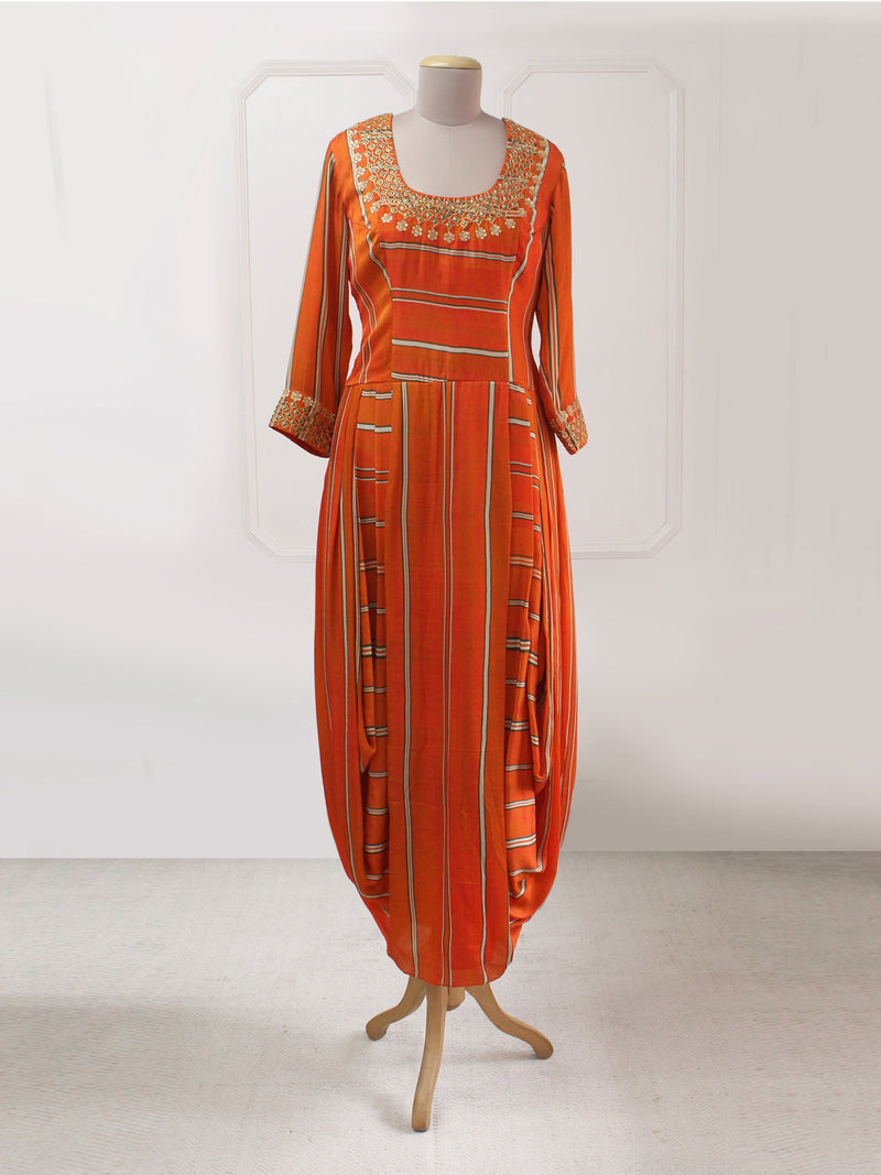 Orange Striped Danka Dress