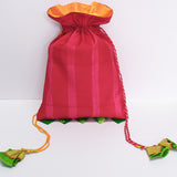 Hot Pink Stripes Shibori Potli Bag