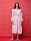 Rose Pink Embroidered Wrap Dress