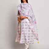 Bloom Purple Jaal Chanderi Dupatta
