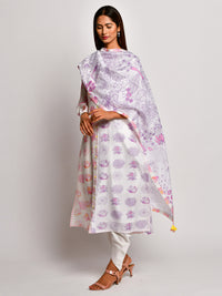 Bloom Purple Jaal Chanderi Dupatta