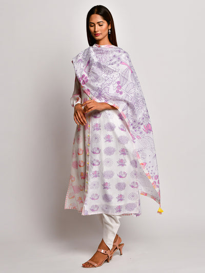 Bloom Purple Jaal Chanderi Dupatta
