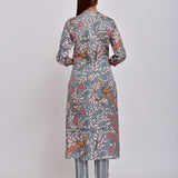 Peacock Printed Embroidered Jaal Kurta with Pants