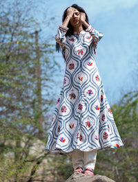 Stripes Printed Teal Kurta