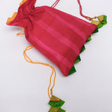 Hot Pink Stripes Shibori Potli Bag