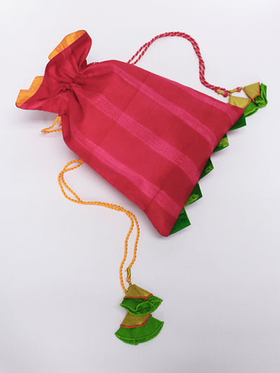 Hot Pink Stripes Shibori Potli Bag