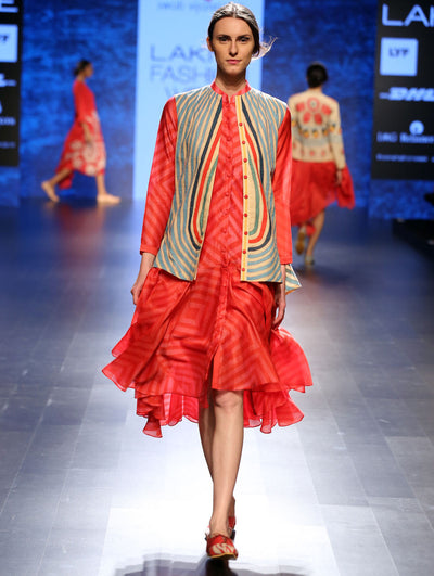 Taapsee Pannu In Our Bagh Applique Jacket And Stripe Dress