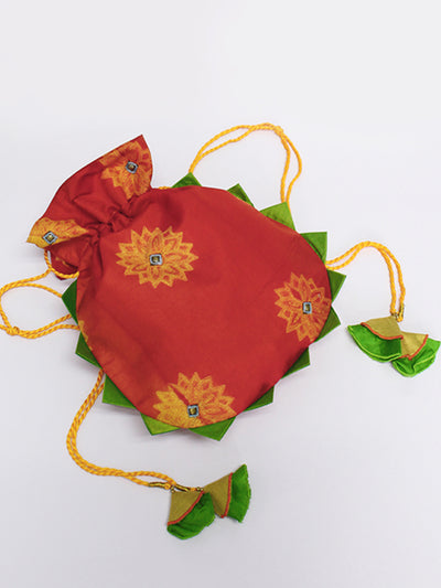 Red Buta Shibori Potli Bag