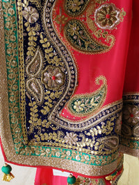 Red Heavy Chandbali Saree