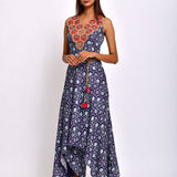 Kamal Navy Blue Embroidered And Printed Jumpsuit