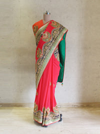 Red Heavy Chandbali Saree
