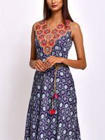 Kamal Navy Blue Embroidered and Printed Jumpsuit