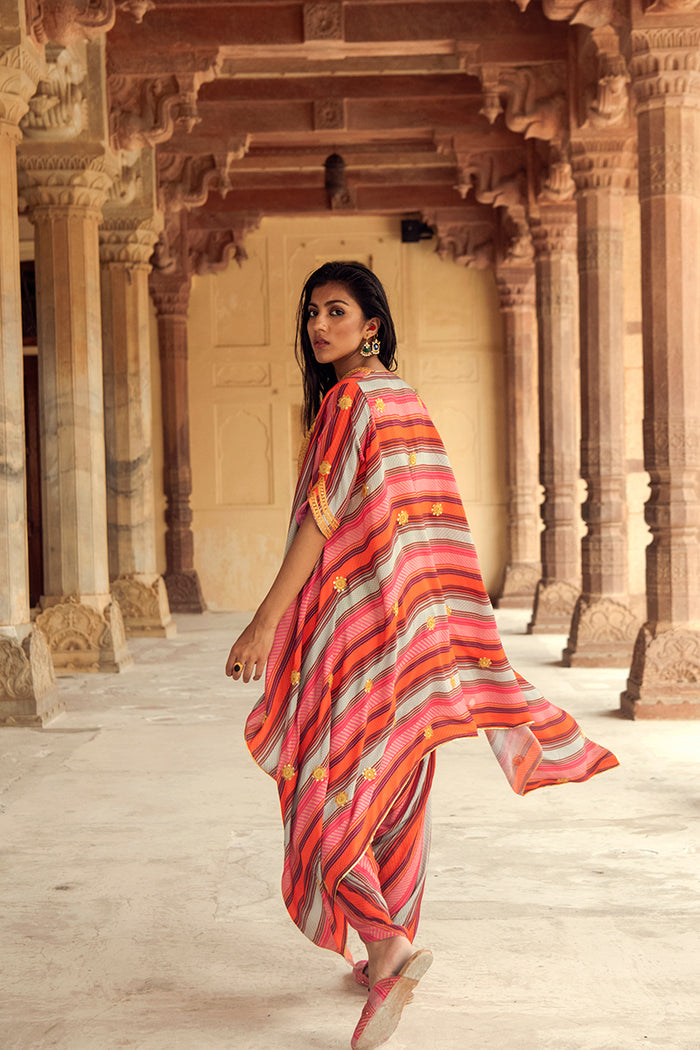 Tijara Cape, Pichola Top & Kesrauli Dhoti Pants