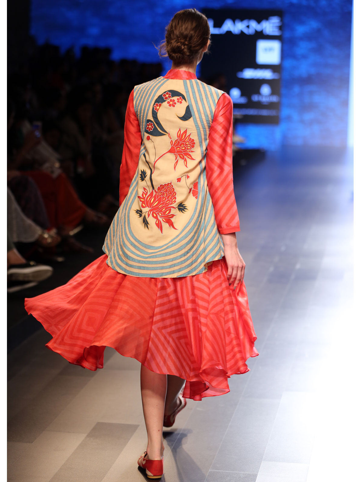 Bagh Applique Embroidered Jacket And Stripe Shibori Dress