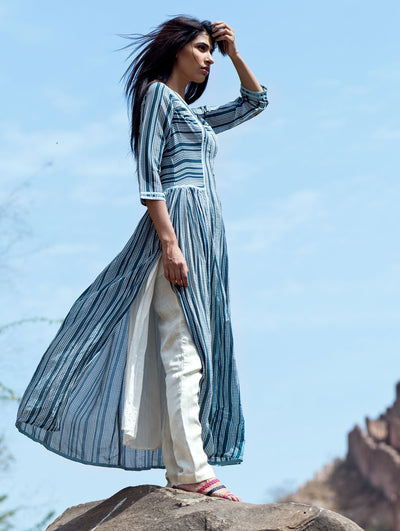 Love For Stripes Printed Teal Kurta