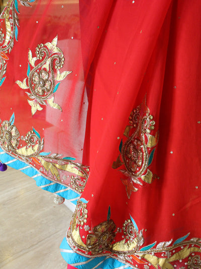 Red Gota Saree