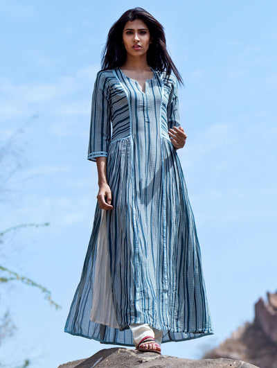 Love For Stripes Printed Teal Kurta