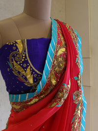 Red Gota Saree