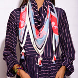 In Bloom Navy Printed Scarf