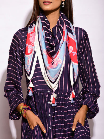 In Bloom Navy Printed Scarf