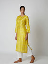 Yellow Silk Scallop Kurta - Swati Vijaivargie