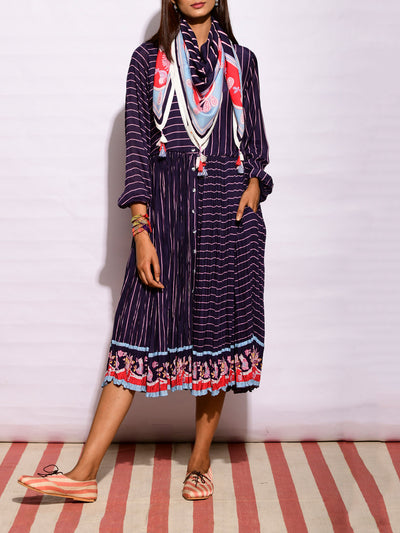 In Bloom Navy Printed Scarf