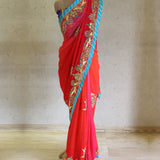 Red Gota Saree