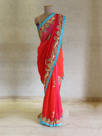 Red Gota Saree