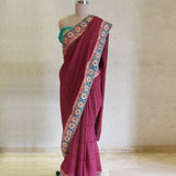 Maroon Shibori With Resham Embroidery Saree