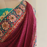 Maroon Shibori With Resham Embroidery Saree