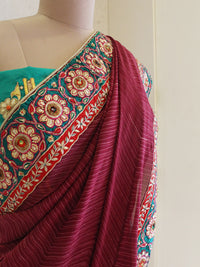Maroon Shibori With Resham Embroidery Saree