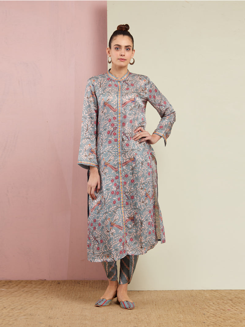 Morbagh Grey Printed Kurta