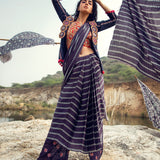 Morbagh Short Saree With Embroidered Blouse And Jacket