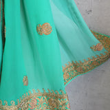 Turquoise Green Ombre Marodi Sari With Blouse