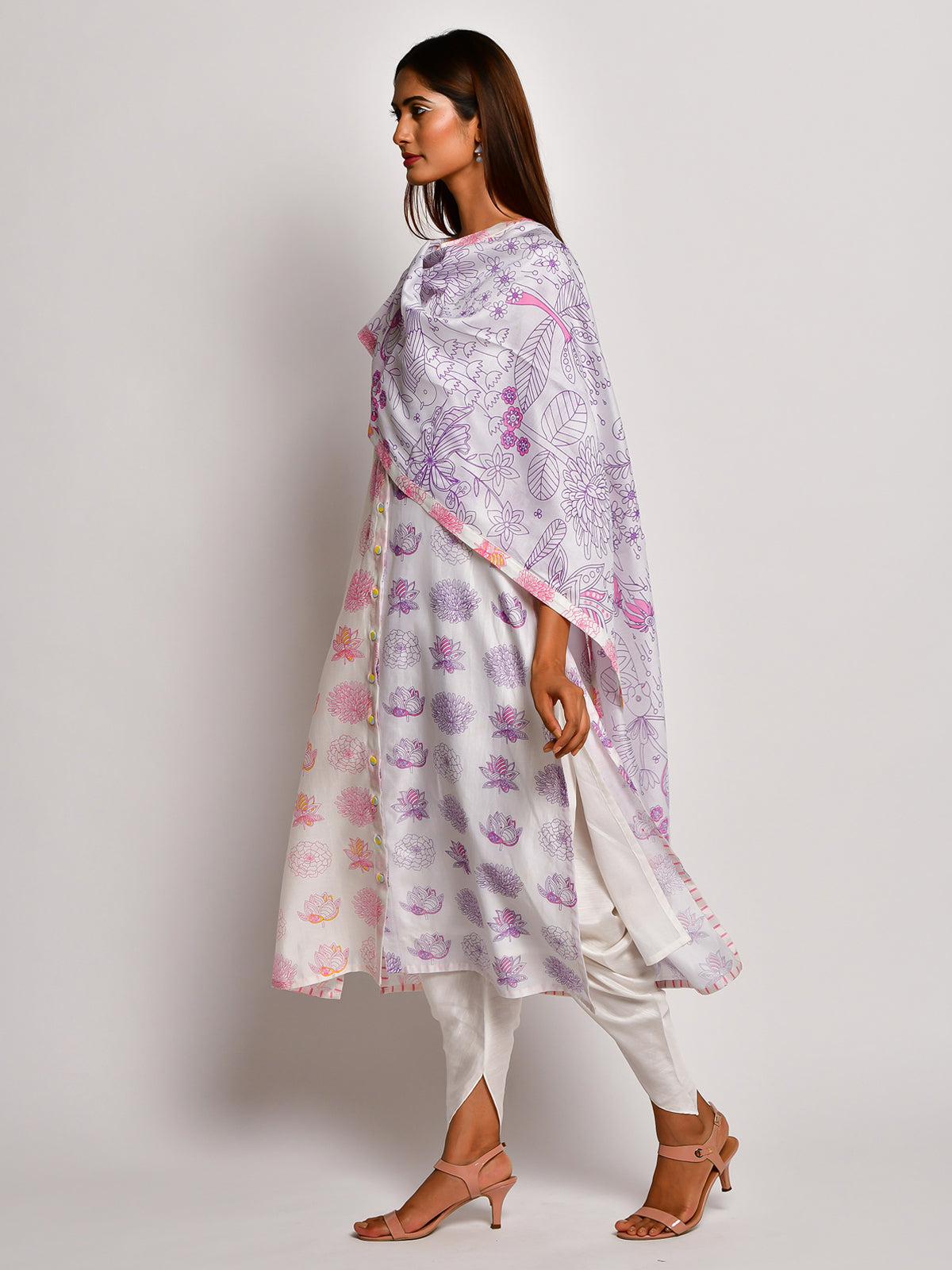 Bloom Purple Jaal Chanderi Dupatta