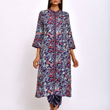 Morbagh Navy Printed Embroidered Jaal Kurta with Pants