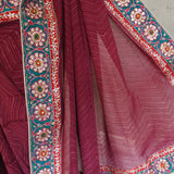 Maroon Shibori With Resham Embroidery Saree