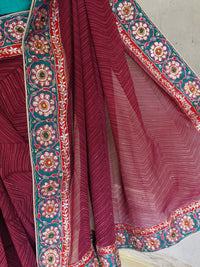 Maroon Shibori With Resham Embroidery Saree